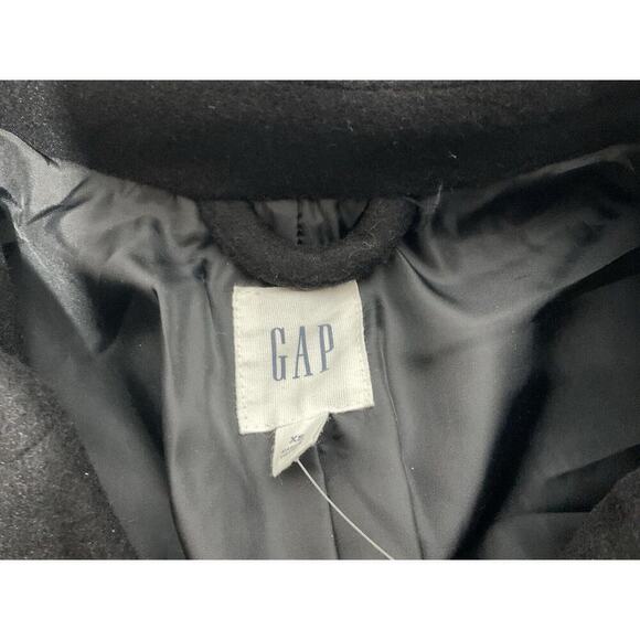 Gap Wool Blend Black Trench Coat Womens XS Button Front Lined Jacket NWT - Picture 3 of 14